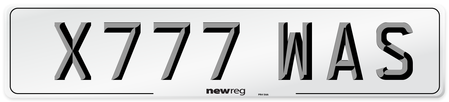 X777 WAS Number Plate from New Reg